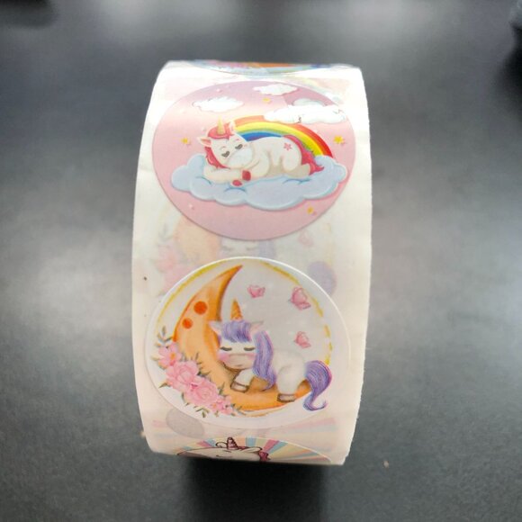 1 Roll 500 pc Unicorn Stickers Self Sticking 4 Different Styles 1" Round - Picture 3 of 4